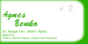 agnes benko business card