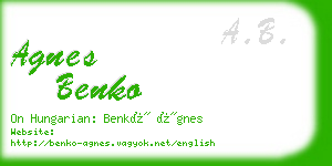 agnes benko business card